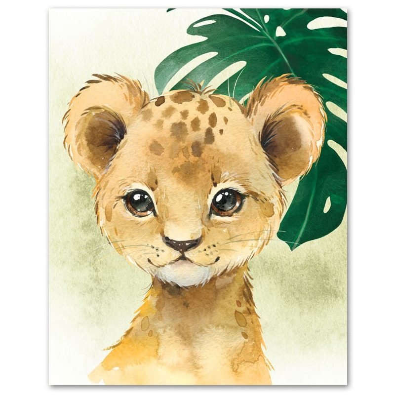 Savane - Lion - Affiche - 13 x 18 cm, Jaune